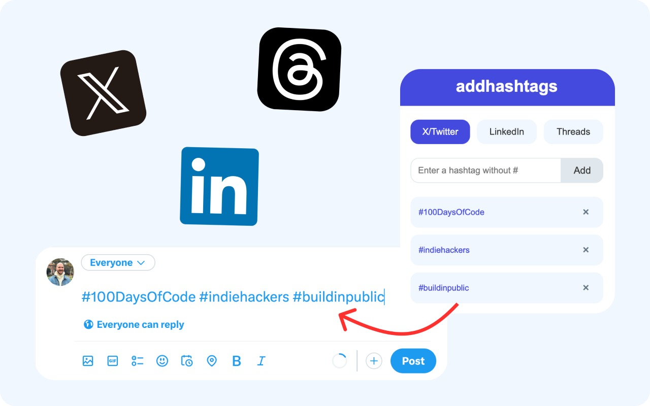 addhashtags — an extension for those who forget to insert hashtags